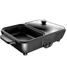 2-in-1-Elektro-Hot Pot und Bratpfanne mit Antihaftbeschichtung für Den Innenbereich, Tragbarer Elektro-BBQ-Grill für Familienfeiern im Innenbereich