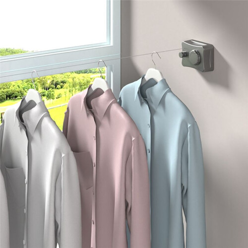 Wall-Mounted Invisible Retractable Clothesline Adjustable Clothesline Clothes Drying Rack Storage White 1