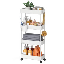 Tier Rolling Utility Cart, Movable Slim Storage Rack for Kitchen, Bathroom, Living Room - Space Saving Organizer Shelf B