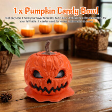 Halloween Pumpkin Snack Bowl Melting Skull Bowl with Lid Table Decoration Reusable Halloween Candy Holder for Indoor L