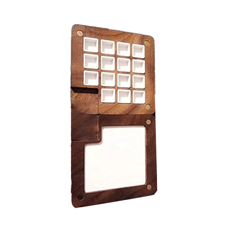 Portable Sketchbook Palette 15 Grids Wooden  Travel Paint Palette Magnetic Palette Box for Watercolor Painting