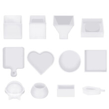 Harzformen-Silikon-Kit 12-Teilig, Epoxidharzformen, Harzform Inklusive StiftbehäLter, Tablett, Liebe, Rund