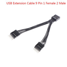 2 Pièces Carte MèRe D'Ordinateur Câble D'Extension USB 9 Broches 1 Femelle à 2 Mâle Y RéPartiteur Audio HD Câble D'Extension pour PC 10Cm