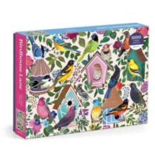 Galison Birdhouse Lane - Puzzle da 1000 Pezzi con Bellissimi Uccelli e Casette