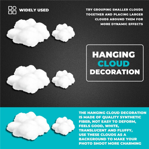 9PCS Clouds Decorations for Ceiling, Cotton Simulation Hanging Cloud Decoration, 3D Artificial Clouds Props 2