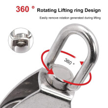 M50 Einzelrollen-Umlenkblock-Hebekran, Robuster Drehhaken Aus 304-Edelstahl, 3/8-Zoll-Seil, 800 Pfund Last (2 StüCk)