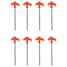 Screw in Tent Stakes - Ground Anchors Screw In, Tent Pegs Camping Stakes, Metal Threaded Tent Spikes (8 PCS) Orange