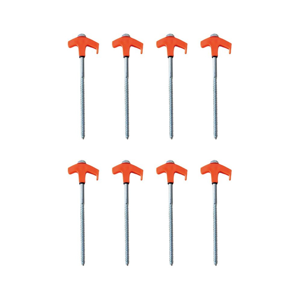 Screw In Tent Stakes - Ground Anchors Screw In, Tent Pegs Camping Stakes, Metal Threaded Tent Spikes (8 Pcs) Orange 6033664590154