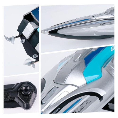 S1 2.4G High-Speed Remote Control Speedboat 30Km/H Waterproof Electric Remote Control Double Propoler Silver 2