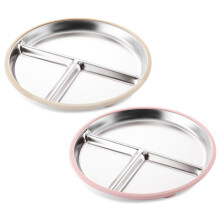 Stainless Steel Baby Plate with Suction Cup Toddler Plate with Removable Silicone Lid Dishwasher-Safe Cutlery