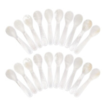 20 Pieces Set of Caviar Spoons of Pearl Spoons with Handcraft Round Handle for Caviar, Egg, Ice Cream, Coffee