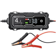 12V 4A Intelligentes Batterieladegerät, Intelligentes Reparaturladegerät für Motorrad- und Autobatterien, Erhaltungsladegerät mit EU-Stecker