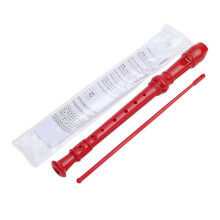 Rood-8 Gaten Sopraanblokfluit met Schoonmaakstaafje, Duitse Stijl C-Sleutelblokfluit voor Kinderen, Beginners