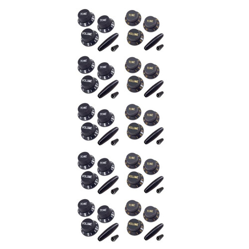 10 Set Plastic Guitar Strat Knobs 1 Volume and 2 Tone Control Knobs Set Electric Guitar,Black