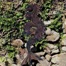 Arte da Parete con Scultura nel Resina Animale Fatta un Mano con Drago D'Acqua - Arte da Parete con Scultura nel Resina di Drago 3D per la Decorazione