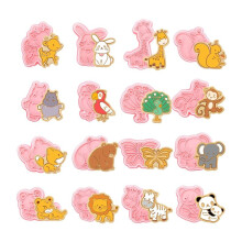 16 PCS Animal Cookie Cutters Set,3D Animal Shape Cookie Cutters, Animal Series Shape Biscuit Cutters with Plunger Stamps
