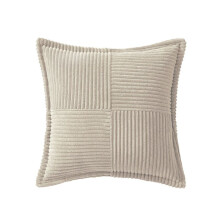 Capas de Almofada de Veludo Cotelê com Emenda Capas de Almofada Macias para Sofá Almofadas Decorativas Texturizadas Listradas Na Lateral Bege