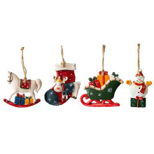 Christmas Resin Small Pendant Christmas Tree Pendant Ornaments Christmas Scene Layout Retro Handmade Painting Pendant