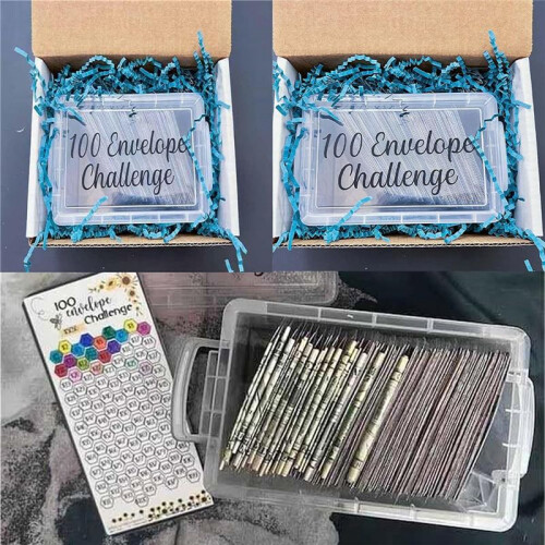 100 Envelopes Money Saving Challenge Budget Planning Handbook Mastering the Progress with Storage Box for Repay E 1