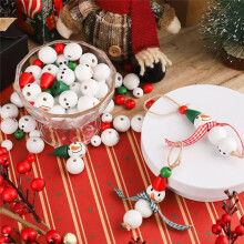 Christmas Wood Beads Snow Wooden Beads Christmas Beads for Crafts Round Beads Tapered Beads