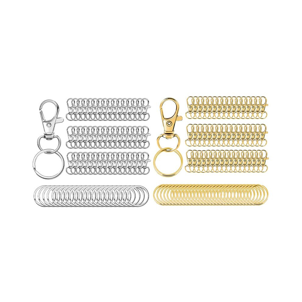 100Set Metal Swivel Snap Hooks With Key Rings For Keychain Clip, Lanyard, Key, Art Crafts, Silver+Gold 6033511178030