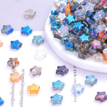 200Pcs 8mm Star Bead Glass Crystal Spacer Beads Colorful Beads for Jewelry Bracelet Making DIY Crafts Gifts for Girls