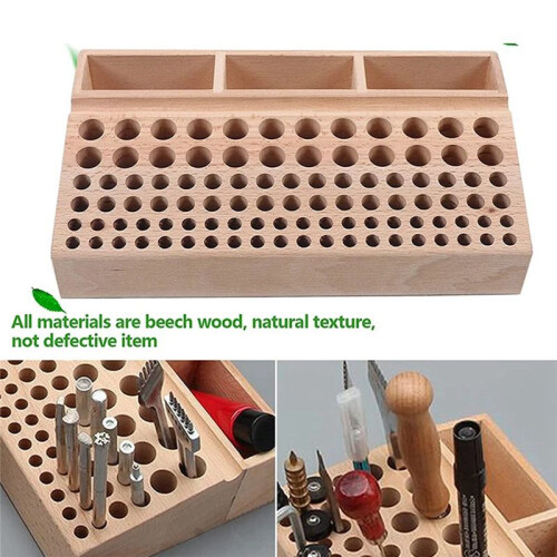 Leather Tools 98-Hole Slotted Beech Tool Rack Leather Leather Carving Punch Diamond Cut Storage Tools DIY Tools 2
