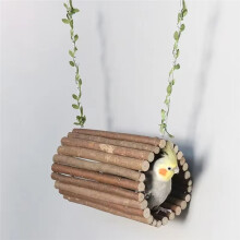 Seau de Branche Nid D'Oiseau Jouet Perroquet Balançoire Perche Support à Oiseaux en Bois Fournitures de Jouets pour Perroquets Cage à Oiseaux Jouet