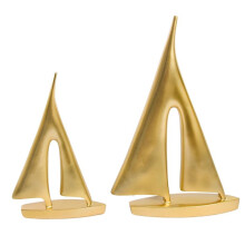 Moderne Sculpturen Woondecoratie, Zeilbootdecoratie Ornament, Bootdecoratie Standbeeld Decor, Kunstsculpturen en Beelden (2 Stuks) Goud