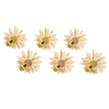 Set Aus 6 GäNseblüMchen Sonnenblumen Servietten Ringen, Goldene Bienen Servietten Ring Halter für Formelle oder die Legere Dekoration Esstisch