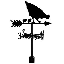 Hen and Chicks Weather Vane - Retro Hen Weathervane Silhouette - Decorative Wind Direction Indicator for Outdoor Farm