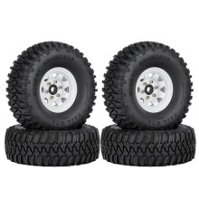 4PCS 1.55 Metal Beadlock Jantes Pneus Set pour 1/10 RC Crawler Car Axial  Jr RC4WD D90 TF2  CC01 LC70 MST,1 Blanc