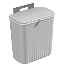 Kitchen Trash Can Household Cabinet Door Hanging Sliding Cover Storage Bucket Trash Can Wall-Mounted Trash Can Grey