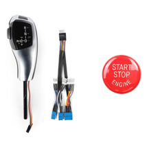 Auto-LED-Automatik-Schaltknauf mit Motorstartschalter-Knopfabdeckung für 3er 5er E46 E60 E61 LHD