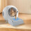 Cat Litter Box Ramp with Filter Function, Double Layered Self-Cleaning Cat Litter Box Litter Trapper with Storage Gray 4