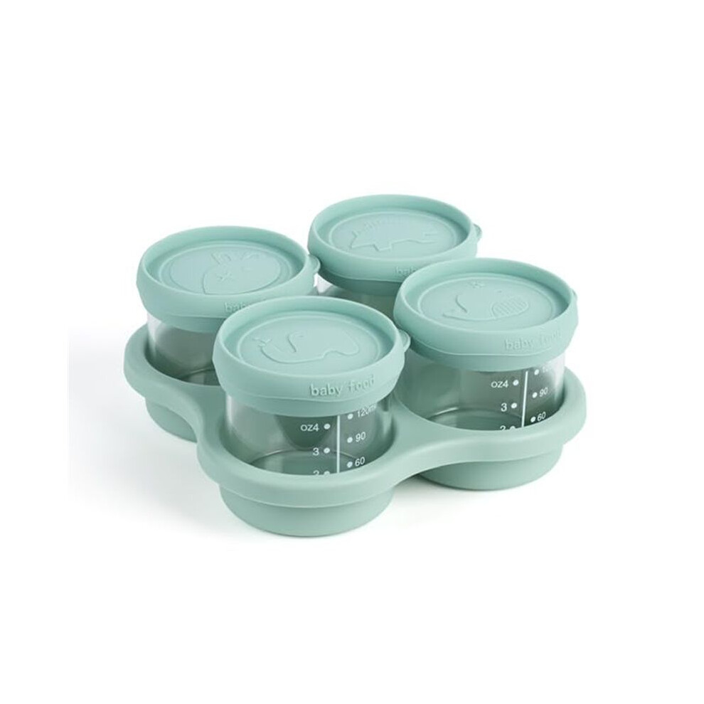 Glass Children Food Containers with Silicone Lids,Children Food Storage Jars with Tray,Microwave and Dishwasher Safe