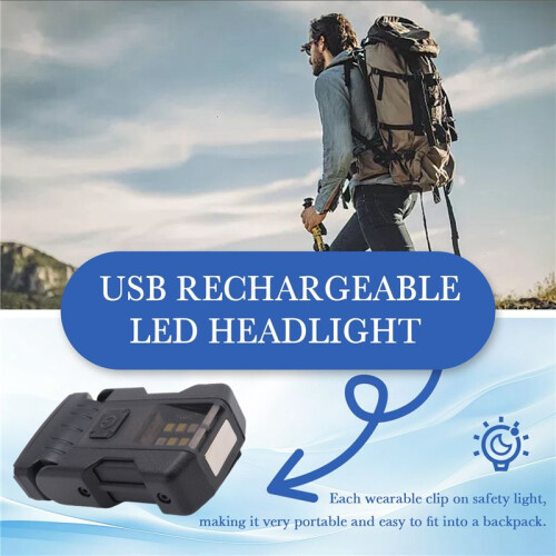 USB Rechargeable LED HeadLight Portable Tail HeadLight Super Bright Camping Lantern 2