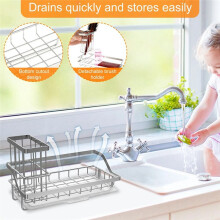 Soporte de Esponja de Acero Inoxidable, Estante ExtraíBle para Fregadero de Cocina, Cepillo de Limpieza, Organizador de JabóN, Estante de