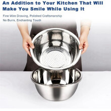 Stainless Steel Mixing Bowls, Salad Bowl, Metal Bowls with Water Filter Basin, Stainless Steel Basin 28CM