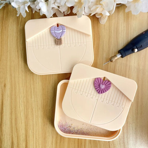 DIY Earring Drill Platform Ear Ring Drill Stand Guide Hole Maker Box Grid Cover Clay Earring Tools Clay Cutter Tool 2