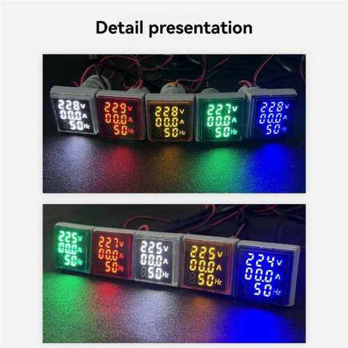 LED Digital Voltmeter Ammeter Hertz Meter AC6-500V Signal Lights Voltage Current Frequency Meter Indicator Tester Red 2