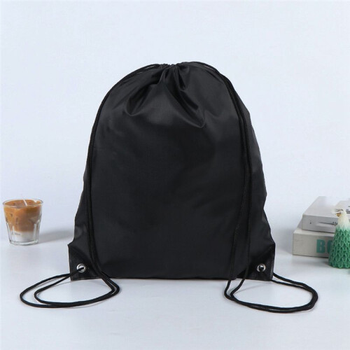 Polyester Drawstring Bag Sports  Drawstring Bag Storage Bag Drawstring Bag Deep Black 1