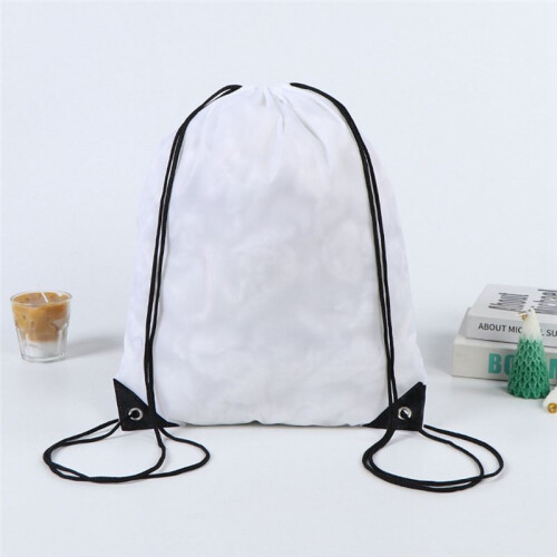 Polyester Drawstring Bag Sports  Drawstring Bag Storage Bag Drawstring Bag White 1