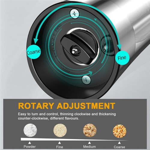 Electric Salt and Pepper Grinder Set Rechargeable Automatic Grinder with Charging Base LED Light, Adjustable Coarseness 2