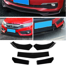 5Pcs Car Universal Front Lip Chin Bumper Splitter Spoiler Stepped Design Car Modified Spoiler Parts
