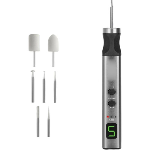 Qinux Gravizer Engraving Pen - with 7 Interchangeable Heads, Anti-Misoperation Protection Memory Speed Settings