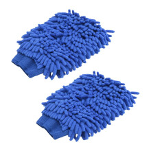 2X  De Lavant Et De Cire Super Absorbant En Microfibre Chenille, Gants De Lavage De Voiture (Bleu)