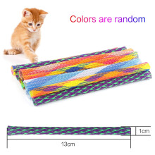 Pet Springs Cat Toy 25 PCS Colorful Cat Spring Sticks Folding Bouncing Nylon Mesh Spring Tube for Cat Kitten Pets