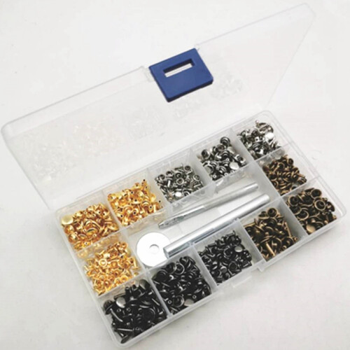 240Pcs/Set Leather Rivets Double Cap Rivet with 4Pcs Fixing Tools for Leather Coat Jacket Jeans Bag 2