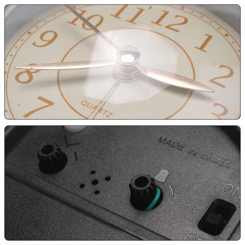 Silent Alarm Clock Bedside Small Table Clock Non Ticking Analogue Retro Alarm Clock with Light Button for Desk Table 1